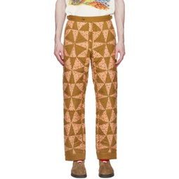 Khaki & Pink Kaleidoscope Quilt Trousers 231169M191017