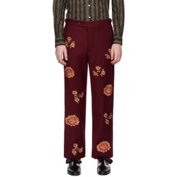 Burgundy Rococo Trousers 241169M191009