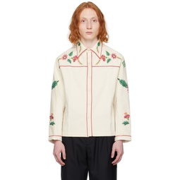 White Embroidered Long Sleeve Shirt 241169M192003