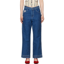 Blue Embroidered Knolly Brook Jeans 241169F087026