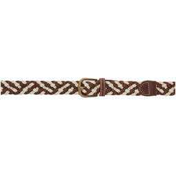 Brown & Off-White Woven Belt 241169M131001