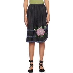 Black Bourbon Rose Midi Skirt 241169F092002