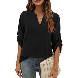 Womens Fashion Business Casual Blouses Work Tops Fashion 3/4 Sleeve Shirts Trending Now 2023