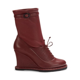 Womens Leather Wedge Boots