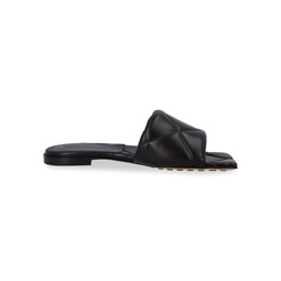 Bottega Veneta Women Rubber Lido Flat Sandal In Black Lambskin Sandals