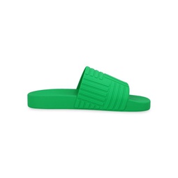 Bottega Veneta Slider In Green Rubber Slippers