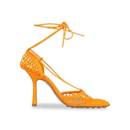 Bottega Veneta Women Stretch Orange Mesh And Leather Pumps Heels Pumps