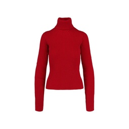 Ribbed Wool Blend Turtleneck Sweater