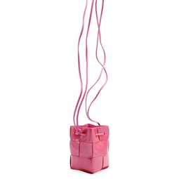 Bottega Veneta Cassette Mini Intrecciato Crossbody In Pink Patent Leather