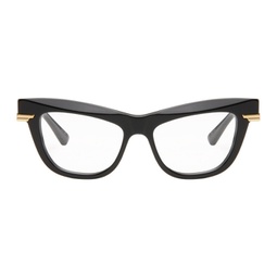 Black & Gold Cat-Eye Glasses 241798M133011