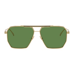 Gold Classic Aviator Sunglasses 241798F005046