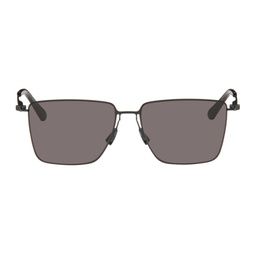 Black Ultrathin Rectangular Sunglasses 241798M134043