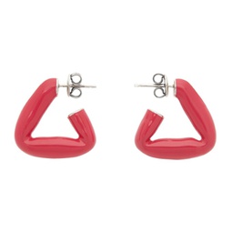 Pink Enamel Triangle Hoop Earrings 212798F009024