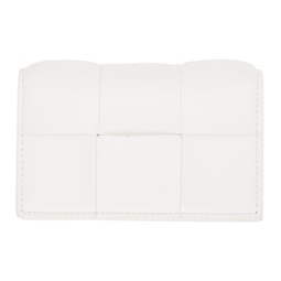 White Intrecciato Business Card Holder 212798F037019