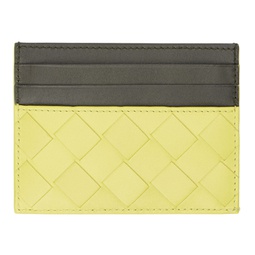 Green & Khaki Intrecciato Card Holder 221798M164111