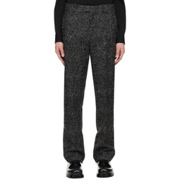 Black & Gray Slim-Fit Trousers 222798M191011