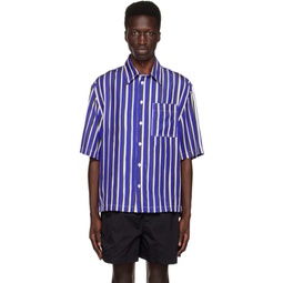 Black & Blue Striped Shirt 231798M192002