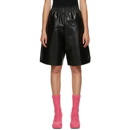 Black Leather Shiny Shorts 202798F088032