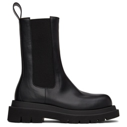 Black Shearling Lug Chelsea Boots 212798M223063