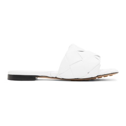 White Intrecciato Lido Flat Sandals 202798F124066