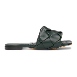 Green Intrecciato Lido Flat Sandals 212798F124006