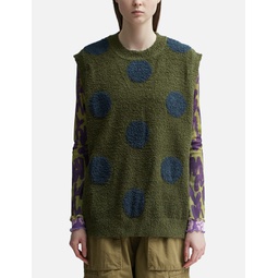 Teddy Fur Dot Knit Sweater Vest