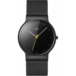 Braun Mens Quartz Watch with Black Dial Analogue Display and Black Stainless Steel Bracelet BN0211BKMHG, Black/Black, Bracelet