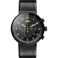 Braun Mens Quartz Watch with Black Dial Analogue Display and Black Leather Strap BN0095BKG, Black/Black, Strap