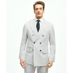 Regent Fit Stretch Cotton Seersucker Double-Breasted Suit Jacket