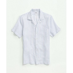 Irish Linen Camp Collar, Fun Stripe Short-Sleeve Sport Shirt