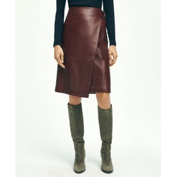 Leather Lambskin High Waisted A-Line Skirt
