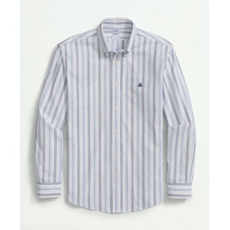 Stretch Non-Iron Oxford Polo Button Down Collar, Double Striped Shirt