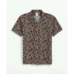 Cotton Short Sleeve Camp Collar Shirt In Batik-Inspired Floral Print