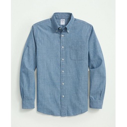 Chambray Cotton Poplin Polo Button Down Collar, Sport Shirt