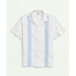 Cotton Short Sleeve Camp Collar Shirt In Seersucker Stripe