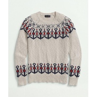 Vintage-Inspired Anchor Sweater In Cotton-Linen Blend