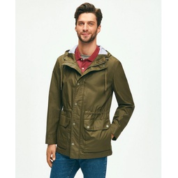 Laminated Cotton Chore Jacket With Hood