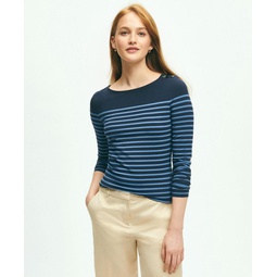 Cotton Modal Mariner Stripe Boatneck Top