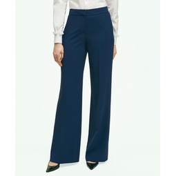 Fine Twill Crepe Wide-Leg Trousers