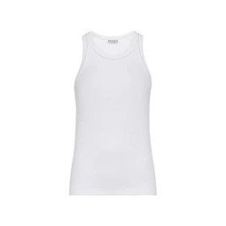 Stretch Cotton Ribbed Jersey Top with Satin Trims