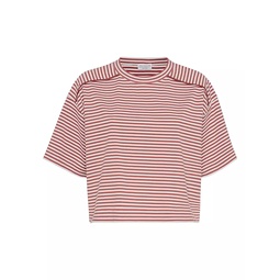 Cotton Striped Jersey T-Shirt with Monili