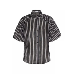 Cotton And Silk Sparkling Stripe Shirt