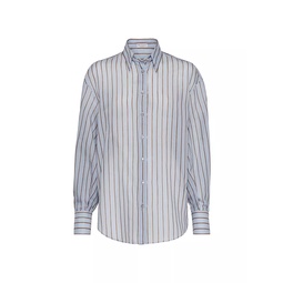 Cotton and Silk Sparkling Stripe Poplin Shirt