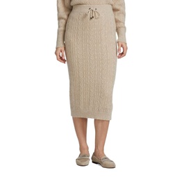 Mohair Blend Cable Knit Midi Skirt
