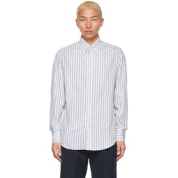 White & Blue Cotton Basic Fit Shirt 221887M192017