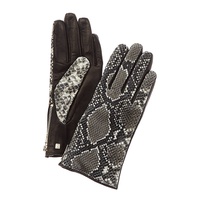 cashmere-lined snake-embossed leather gloves