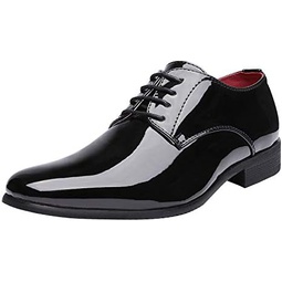 Bruno Marc Mens Faux Patent Leather Tuxedo Dress Shoes Classic Lace-up Formal Oxford