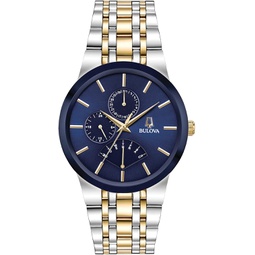 Bulova Mens Modern Two-Tone Stainless Steel Multi-Function Quartz Watch, Blue Dial Style: 98C132