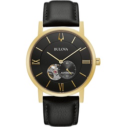 Bulova Mens Classic Dress 3-Hand 21- Jewel Automatic Watch, 42 Hour Reserve, Hack Feature, Sub-Second Hand, Open Aperture Dial, Exhibition Case Back, 42mm