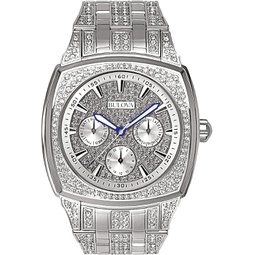 Bulova Mens Crystals Stainless Steel Multi-Function Quartz Watch Style: 96C002